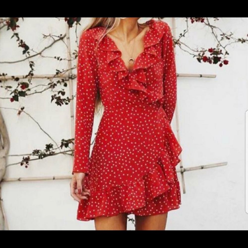 Star print wrap dress